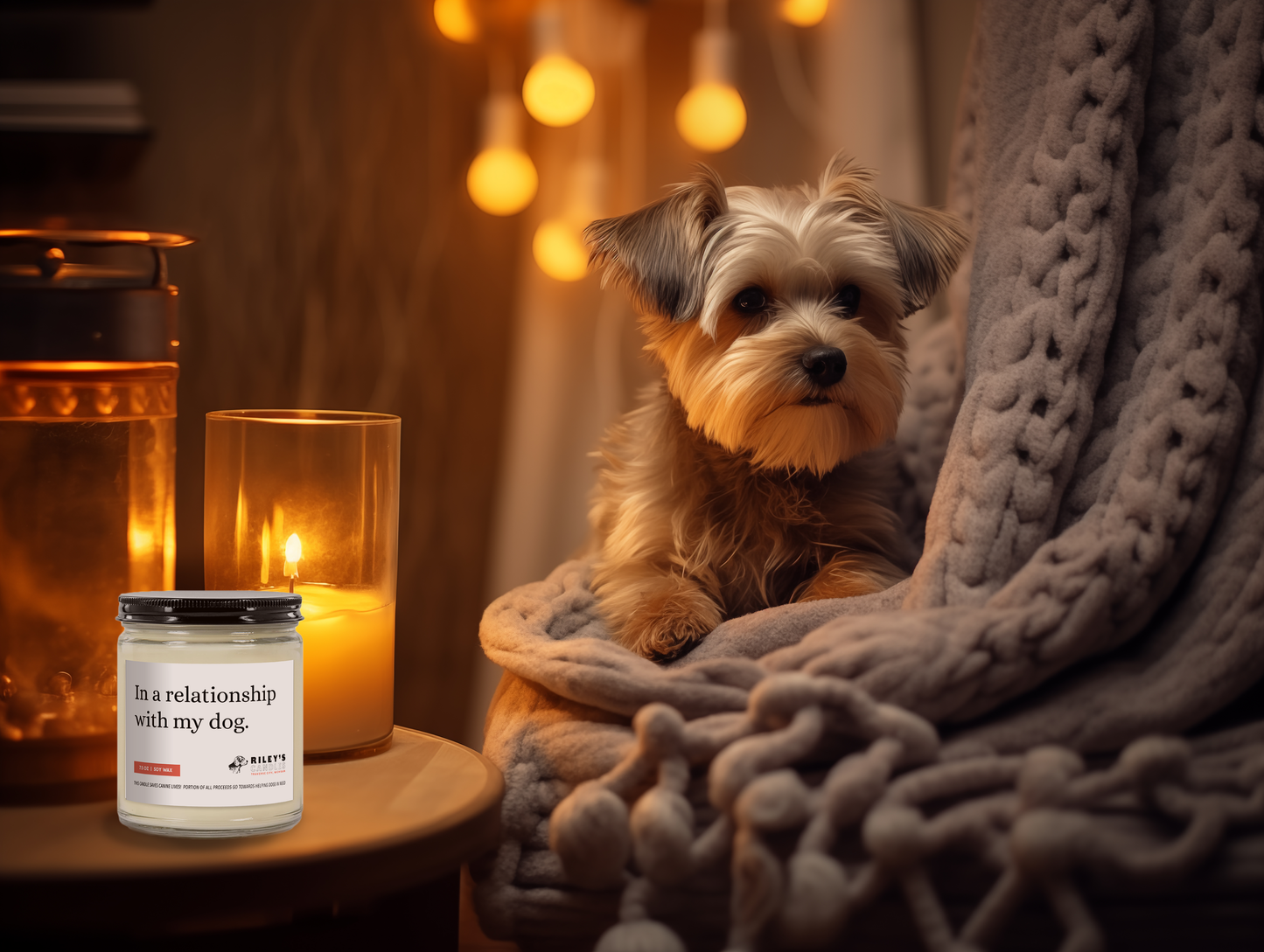 "In A Relationship With My Dog" Decorative Sayings 7.5 Soy Wax Candle